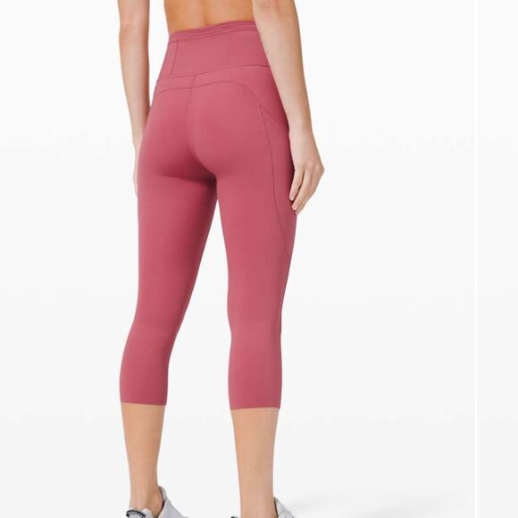 Lululemon Fast Free Crop 19" Cool Non-Reflective Cherry Tint SZ 4 - Picture 2 of 10